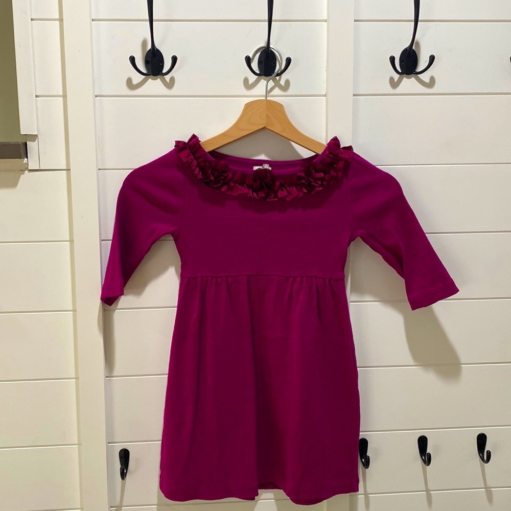 Adorable Crewcuts Plum colored 3/4 sleeve cotton dress size 5t